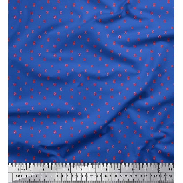 Soimoi Poly Georgette Fabric Alphabets Shirting Fabric Prints by Yard 52 Inch Wide