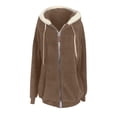 thumbnail image 4 of Heliisoer Plus Women Size Winter Warm Loose Plush Zip Hooded Jacket Coat, 4 of 5