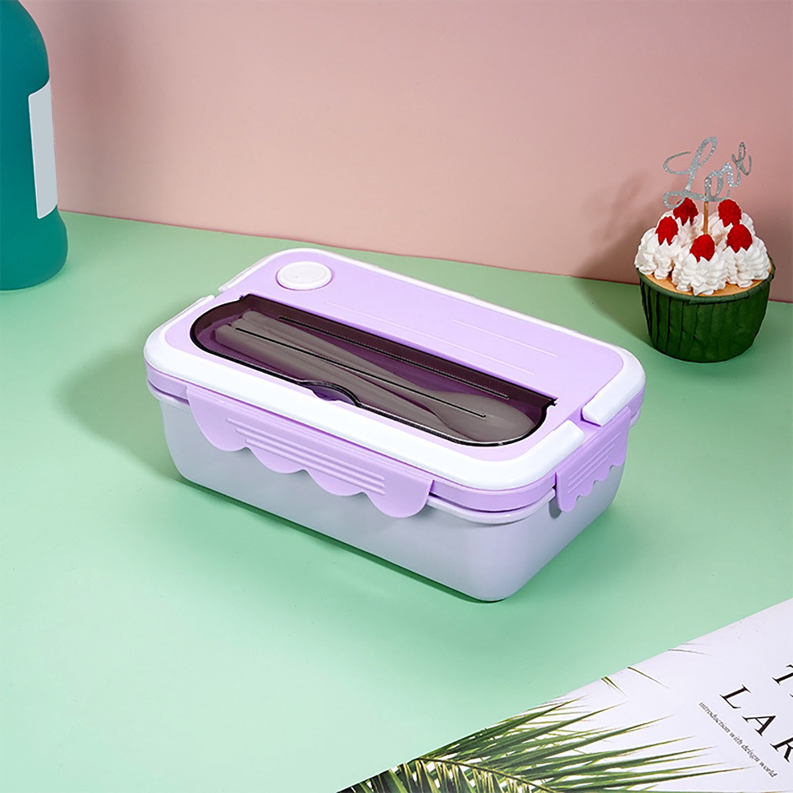 Boovnll Bento Box, Divided Lunch Box, Microwave Heated Plastic Lunch Box, Microwave Oven Student Meal Box Office Worker Portable Tableware Meal Box, Bento Box Adult