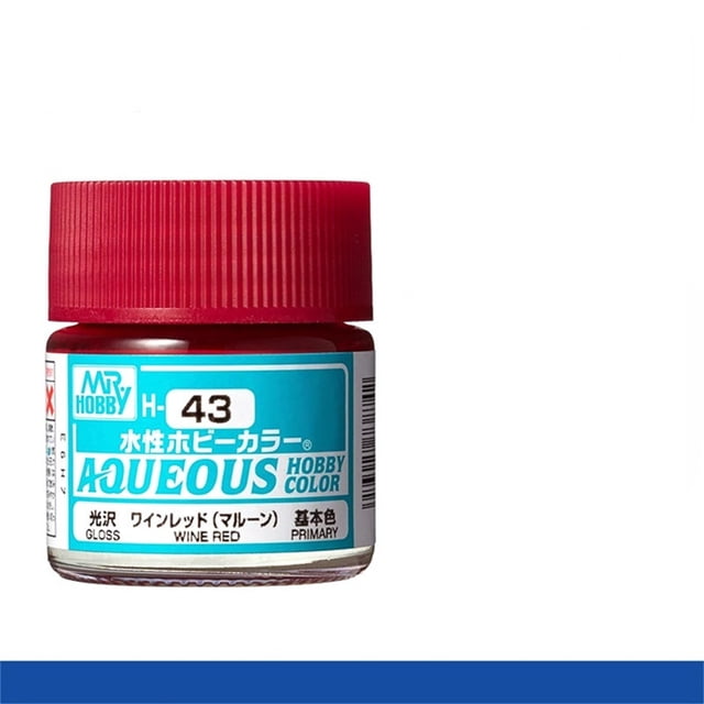 Mr. Hobby Aqueous H43 Semi-Gloss Wine Red Acrylic Paint 10ml for Scale Models & Miniatures