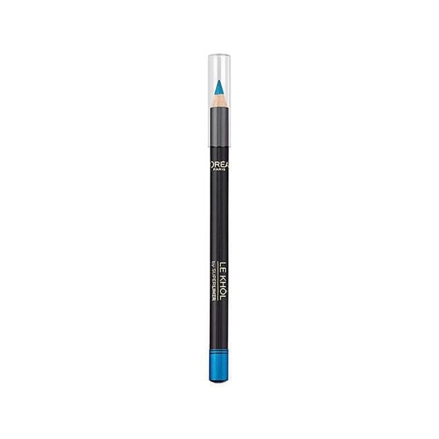 Eye liner Superliner Le Kohl 120 Immaculate Snow by L’Oréal Paris, a black pencil eyeliner with a clear cap revealing a blue tip and a blue base, designed for precise, long-lasting, and intense colour application on the eyelid, suitable for use inside or outside the eyelid to define eyes.