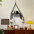 thumbnail image 1 of Fiudx Hand Woven Wall Shelf with Tassels | Hanger & Display | Wood & Cotton Rope | 60X35X18Cm | Includes 1 Shelf, 1 of 6