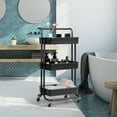 thumbnail image 4 of Gymax 3 Tier Rolling Cart W/Wheels Practical Handle&ABS Storage Basket Organizer Black, 4 of 10