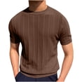 thumbnail image 1 of Gspmoly T-shirts pour Hommes, Mode Estivale pour Hommes, Blouse à Manches Courtes en Tricot, Col Rond, Couleur Unie, Décontractée, pour Sortir, Articles en Liquidation, 1 of 6