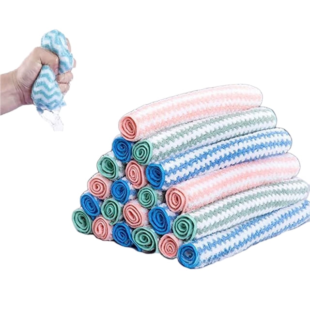 Birdeem 20 Pcs Kitchen Dish Cloths Set Premiunm Fiber Dishcloth Towels Reusable and Absorbent Dish Cloths Dish Towels Suitable for Kitchen Bathroom and Clean Mix