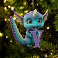 thumbnail image 1 of Fridja Personalized Dinosaur Christmas Ornament 26 Letters Hanging Pendant Ornaments 2024 Plastic Initial Monogram Xmas Tree Decorations with Hanging Rope Unique Customized Fun Gift for Kids (Y), 1 of 4