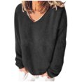 thumbnail image 1 of Yuyuzo Womens Fall Sweatshirts Long Sleeve Round Neck Solid Color Loose Comfy Casual Pullover Tops, 1 of 3