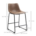 thumbnail image 3 of HOMCOM Tabourets de Bar Ensemble de 2, Tabourets de Comptoir avec Dossier, 3 of 10