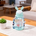 thumbnail image 2 of Rabbit Shaped Straw Water Bottle with Flip Top Lid, Large Capacity Reusable Plastic Bottle for Outdoor, Commute and Daily Hydration, 2 of 6