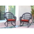 thumbnail image 2 of Jeco Wicker Rocker Chair in Espresso with Red Cushion (Set of 2), 2 of 2