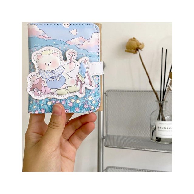 KUIZAP Little Bear Wallet Cartoon Women's Short Wallet Button 30% PU Card Bag(style F)