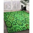 thumbnail image 3 of Ahgly Company Tapis de Zone Ronds d'Intérieur Lavables à la Machine, Style Transitionnel, Verts, 7 Pieds Rond, 3 of 7