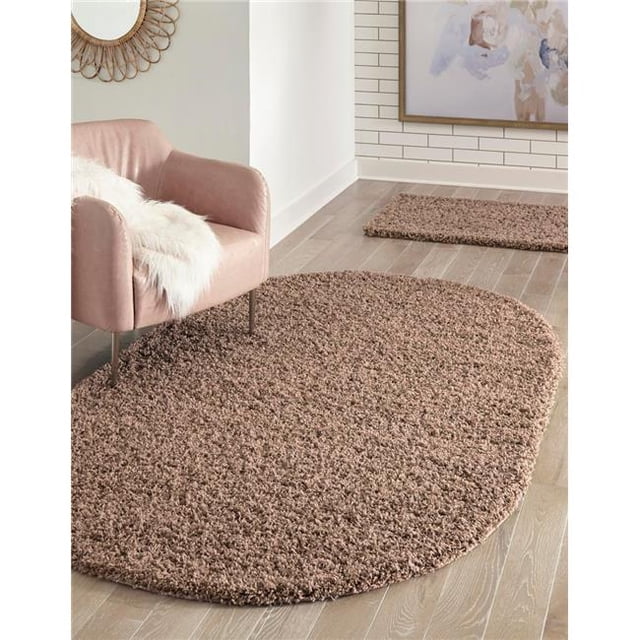 Unique Loom 3151420 Tapis Ovale Shag Uni 8 x 10 Pi, Cacao