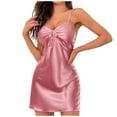 thumbnail image 1 of Mrat Jupe de Pyjama pour Femmes Robe Décontractée Sans Manches à Col en V pour Femmes Tenue d'Intérieur Combinaison Courte T-Shirts d'Intérieur S-29 Rose-A L, 1 of 5