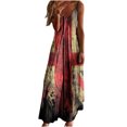 thumbnail image 1 of QIPOPIQ Robe Maxi Ample pour Femme à Col en V à Bretelles Spaghetti Sans Manches 4 Juillet Drapeau Américain Longue Robe Longueur au Sol avec Poches, 1 of 4