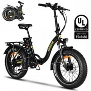 Oiios Electo Fat Tire Folding Electric Bike for Adults 48V 20Ah 750W UL Certified - Step Thru - Long Range 125km - Black