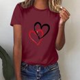 thumbnail image 4 of Meichang Hauts pour Femmes, T-Shirts de la Saint-Valentin, Imprimé Cœur, Manches Courtes, Coupe Ample, Col Rond, Mignons, 4 of 6