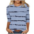 thumbnail image 1 of Qertyioot Hauts de Mode pour Femmes, T-shirt Ample Imprimé Mi-Long Manches 3/5 Blouse Col Rond Décontracté, 1 of 4