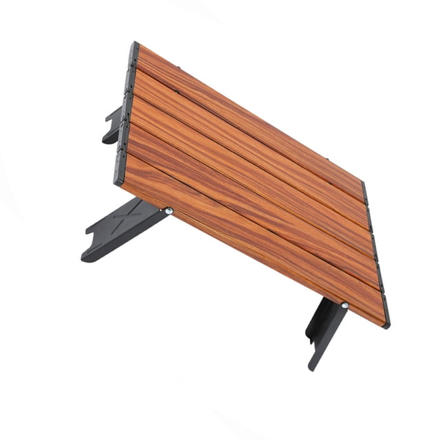 Xingzhi Foldable Camping Table Compact And Easy To Transport Wide Application Aluminum Alloy Folding Table dark Wood color 1Set