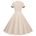 thumbnail image 4 of Fshaion Robe d'Été pour Femmes 2024 Grande Taille Vente Chaude Modèle Explosion Couleur Vintage Manches Courtes Col Montant Ourlet de Fête Robes Liquidation Moins de 10!, 4 of 6