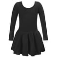 thumbnail image 1 of Robes pour Petites Filles Manches Longues Robe de Ballet Unie Danse pour Enfants Filles Justaucorps Tutu Tenue Performance Pratique Robe Douce Extensible Robe Ado Fille Noir 8 Ans-9 Ans, 1 of 6