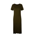 thumbnail image 4 of PEZHADA Longue Robe pour Femmes Été Robe Décontractée pour Femmes à Col Rond Couleur Unie Longue Robe à Manches Courtes Robe à Col Rond à Manches Longues Longue Robe à Manches Longues Longue Robe pour Femmes, 4 of 7