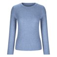 thumbnail image 4 of IROINID Women's Round Neckline Pullover Sweater Solid Color Comfy Mid-Length Long Sleeve Winter Sweater Tops, 4 of 8