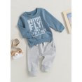 thumbnail image 3 of FAROOT Baby Boys Pants Set,Crew Neck Letters Print Sweatshirt with Elastic Waist Sweatpants, 3 of 8