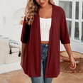 thumbnail image 2 of Timegard Cardigans for Women 1/2 Sleeve Open Front Lightweight Solid Color Casual Loose Jacket Tops, 2 of 7