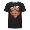 thumbnail image 3 of Qertyioot Liquidation d'Été T-Shirt/haut d'Été pour Homme à Col Rond Imprimé Ventre de Porc Décontracté à Manches Courtes Col Rond, 3 of 3