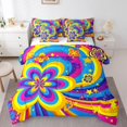 thumbnail image 1 of YST Groovy Flowers Comforter Set - 7-Piece Hippy Girl Flower Bedding Ensemble, Queen, 1 of 5