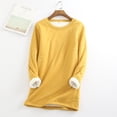 thumbnail image 2 of Chandail en Molleton Doublé Sherpa en Polaire pour Femmes, Chandail Chaud d'Hiver, Col Rond, Automne, Tunique de Détente, Rouge Melon D\'eau 2TG, 2 of 7