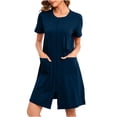 thumbnail image 2 of CFLVAEK Robes for Women Short Sleeve Zipper Robe Lightweight Soft House Coats with Pockets Solid Color Fall Spring Nightgowns 2025 Navy S, 2 of 8