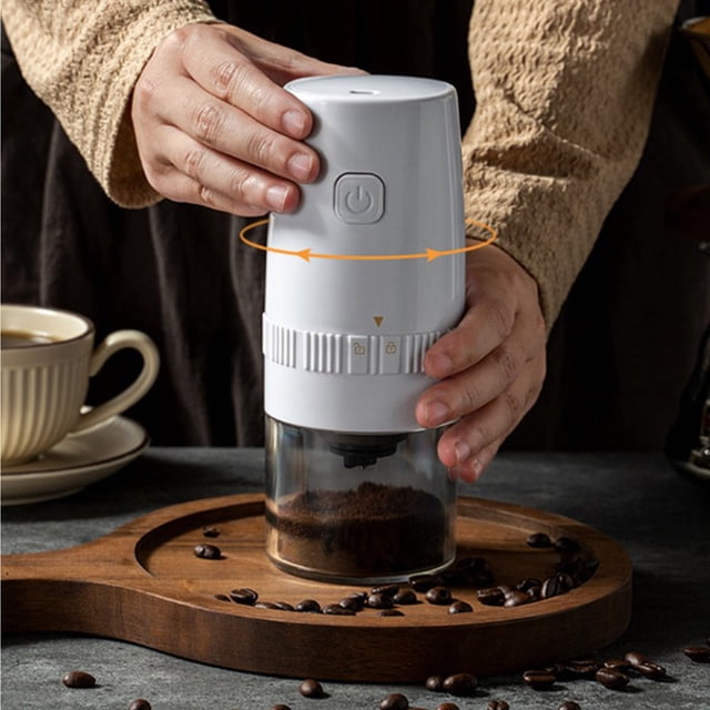 RKSTN Grinder Grinder Small Rechargeable Portable Coffee Machine, Automatic and Manual Dual Modes, Stepless Adjustment of Grinding Degree White Kitchen Gadgets