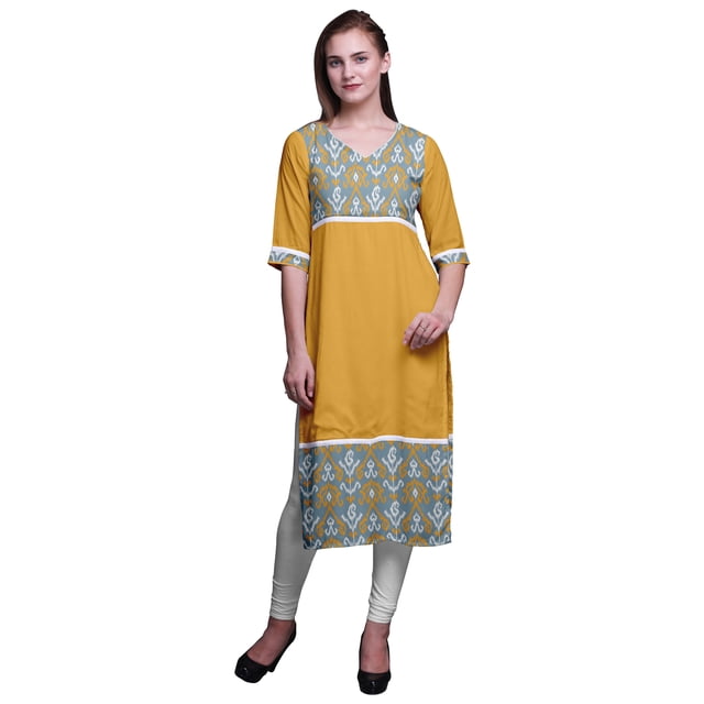 Bimba Printed Straight Kurtis For Women Panel Kurta Summer Tunic