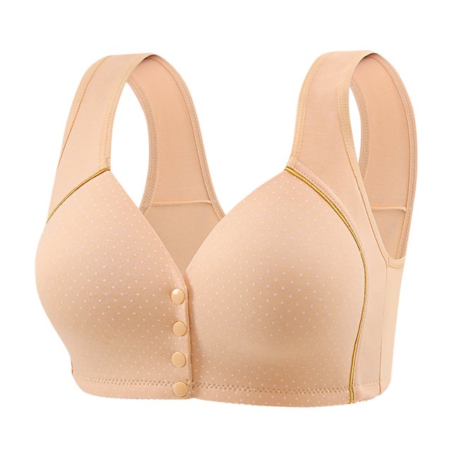 fheaev Front Open Button Bras for Women Plus Size Front Closure Wireless No Underwire Full Coverage No Underwire Bras for Seniors Comfort Front Close Push Up Lace Bras Sleeping Everyday Bras