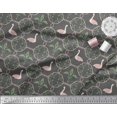thumbnail image 2 of Soimoi Gray Velvet Fabric Swan & Moroccan Damask Print Fabric by Yard 58 Inch Wide, 2 of 5