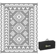 thumbnail image 1 of Outsunny 9' x 12' Reversible Outdoor Rug, Rhombus Patchwork, Grey, White, 1 of 10