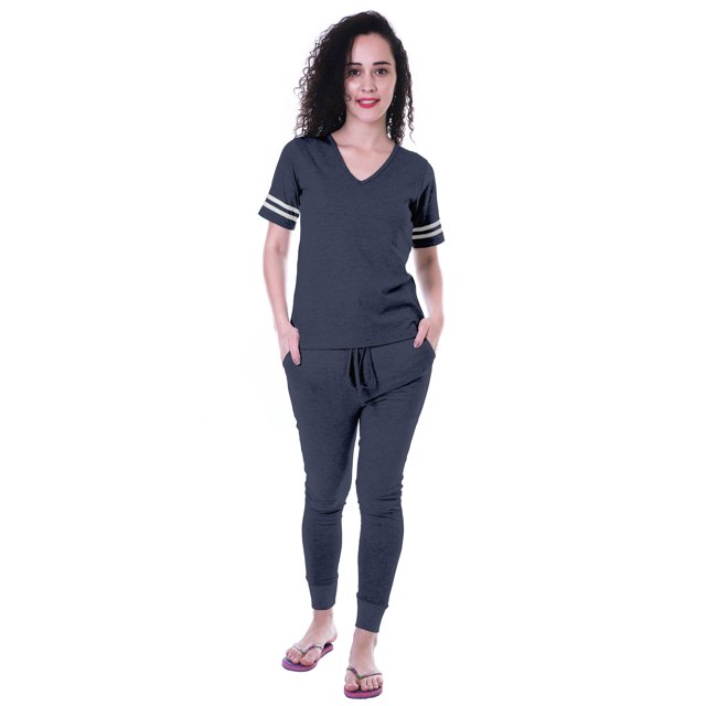 Moomaya Ensemble de Nuit Uni pour Femmes avec Pyjama en Coton Tenue de Nuit 2 Pcs Chemises de Nuit-ybc