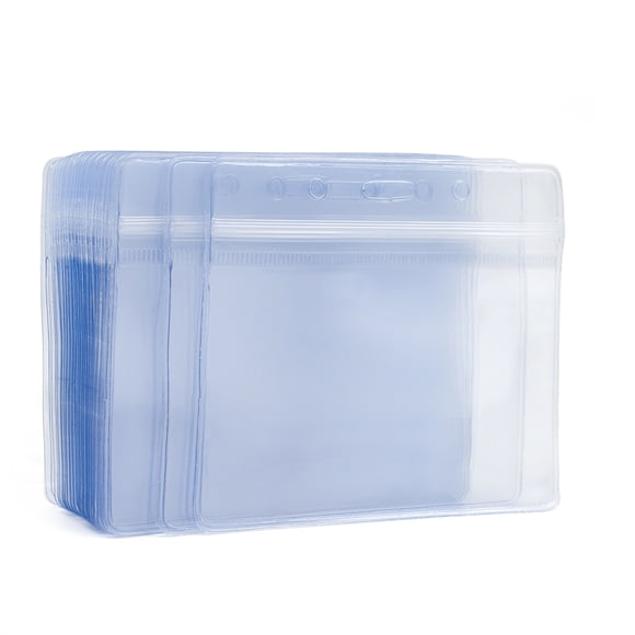 GOGO Set of 50 Clear Plastic Name Tag Badge Id Card Holders Large Heavy Duty Waterproof 3" X 4" / 4" X 6"-4 x 3 horizontal-50 Packs