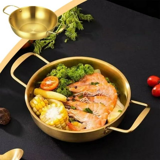 Yhmxh Kitchen Gadgets Ramen Pot Stainless Steel Gold Noodles Pot With Double Handling With Noodles Soup Fresh Cooking Pot For Home Kitchen Inner Diameter 20cm Kitchen Aid Attachments