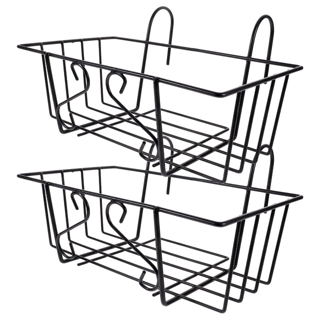 MIANGASTORE 2Pcs Balcony Hanging Flower Pot Holder Hanging Railing Planter Basket Metal Plant Pot Holder