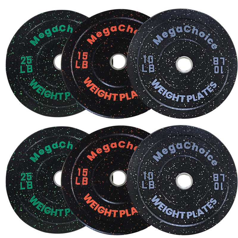 2-Inch Bumper Plates Set, 10-45 Lbs Rubber Weight Plates,Strength Training Weights Plates for Weight Lifting
