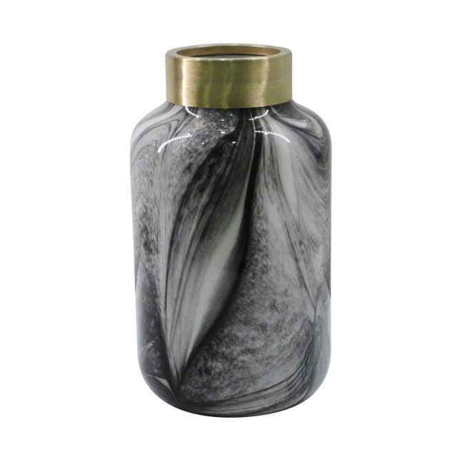 Sagebrook Home Bocal en Verre 11 Pouces, Noir/or