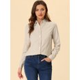 thumbnail image 3 of INSPIRE CHIC Chemise à Col à Revers pour Femme, Boutonnée, Manches Longues Retroussables, 3 of 6