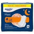 thumbnail image 4 of Equate Overnight Absorbency Maxi Pads with Flexi-Wings, Size 4, 48 Count, 4 of 8