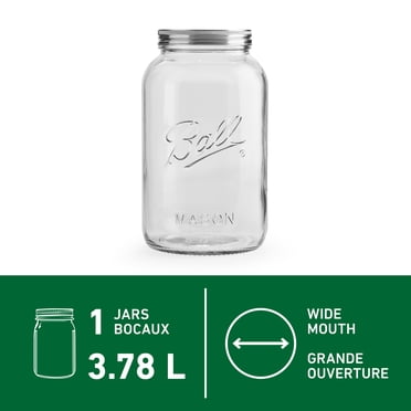 Bocal Mason décoratif Ball avec un couvercle en acier inoxydable, 3,78 l