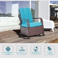thumbnail image 4 of Outsunny Wicker Rocking Chair with Cushion Adjustable Footrest Turquoise, 4 of 10
