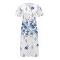 thumbnail image 4 of Pisexur Robe pour Femme Grande Taille, Portefeuille à Fleurs, Col en V, Fente, Ligne A, Manches Volantées, Évasée, Ceinturée, Robe Maxi, 4 of 5