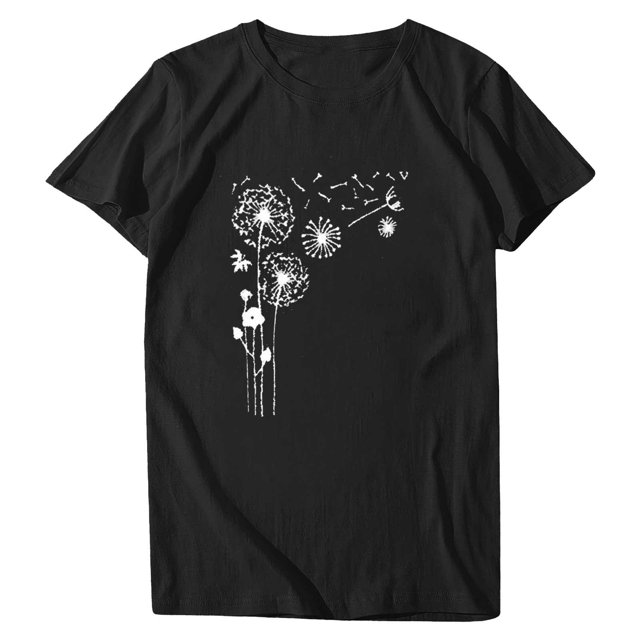 Women Plus Size Print Round Neck Short Sleeved T-shirt Blouse Tops